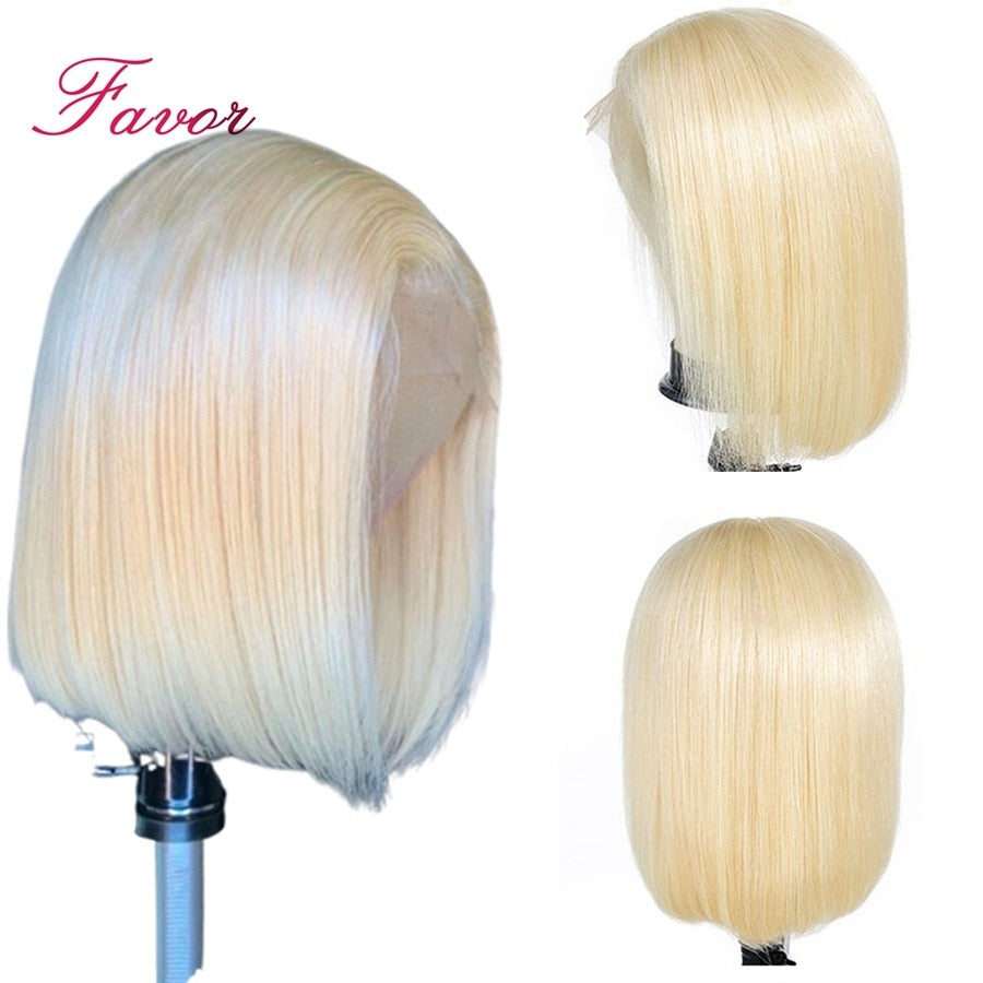 Peruca Front Lace Curta Loira Lisa 250 Gramas 40 cm  100% Cabelo humano