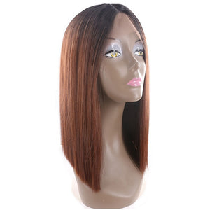 Perucas de Cabelo Orgânico Ombre Preto Loira / Preto Vermelha