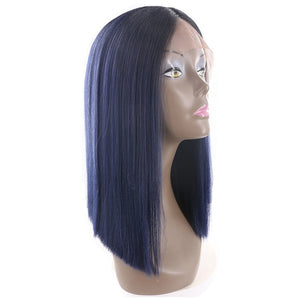Perucas de Cabelo Orgânico Ombre Preto Loira / Preto Vermelha