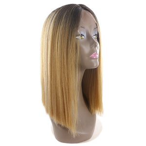 Perucas de Cabelo Orgânico Ombre Preto Loira / Preto Vermelha