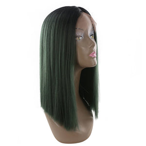 Perucas de Cabelo Orgânico Ombre Preto Loira / Preto Vermelha