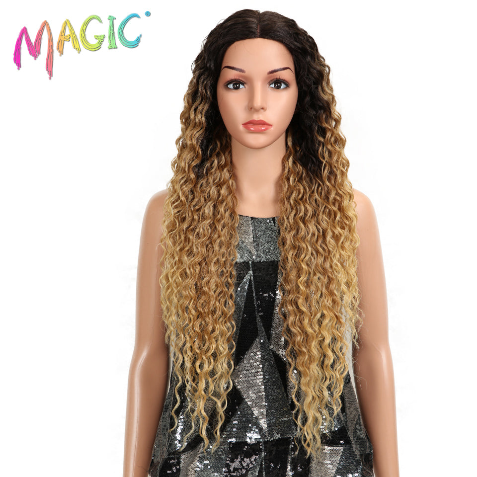 Peruca Cacheada Afro Raiz Preta C/Ombre Mel 250 Gramas 80 Centímetros - Orgânica