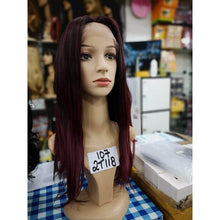 Carregar imagem no visualizador da galeria, Peruca Front Lace Preta C/vermelha - Fibra Orgânica - 70cm