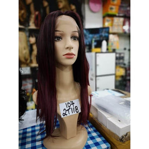 Peruca Front Lace Preta C/vermelha - Fibra Orgânica - 70cm
