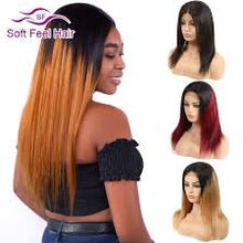 Carregar imagem no visualizador da galeria, Peruca Front lace Ombre Hair Várias cores 70 centimetros 250 Gramas - Cabelo Humano