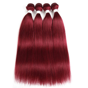 Cabelo Humano 3 Telas + Fechamento - Vermelho Cereja