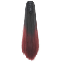 Carregar imagem no visualizador da galeria, Soowee Synthetic Black To Burgundy Straight Ombre Hair Extension Claw Hairpiece Ponytail Pony Tail Aplique De Cabelo