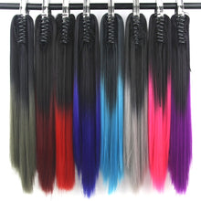 Carregar imagem no visualizador da galeria, Soowee Synthetic Black To Burgundy Straight Ombre Hair Extension Claw Hairpiece Ponytail Pony Tail Aplique De Cabelo