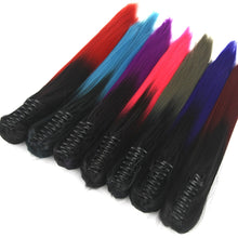 Carregar imagem no visualizador da galeria, Soowee Synthetic Black To Burgundy Straight Ombre Hair Extension Claw Hairpiece Ponytail Pony Tail Aplique De Cabelo
