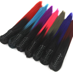 Soowee Synthetic Black To Burgundy Straight Ombre Hair Extension Claw Hairpiece Ponytail Pony Tail Aplique De Cabelo