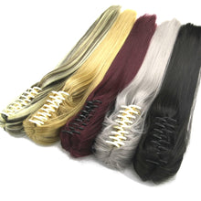 Carregar imagem no visualizador da galeria, Soowee Synthetic Black To Burgundy Straight Ombre Hair Extension Claw Hairpiece Ponytail Pony Tail Aplique De Cabelo