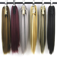 Carregar imagem no visualizador da galeria, Soowee Synthetic Black To Burgundy Straight Ombre Hair Extension Claw Hairpiece Ponytail Pony Tail Aplique De Cabelo