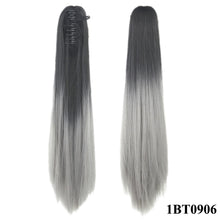 Carregar imagem no visualizador da galeria, Soowee Synthetic Black To Burgundy Straight Ombre Hair Extension Claw Hairpiece Ponytail Pony Tail Aplique De Cabelo
