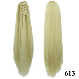 Soowee Synthetic Black To Burgundy Straight Ombre Hair Extension Claw Hairpiece Ponytail Pony Tail Aplique De Cabelo