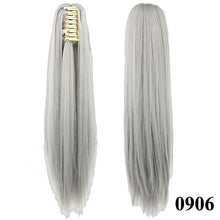 Carregar imagem no visualizador da galeria, Soowee Synthetic Black To Burgundy Straight Ombre Hair Extension Claw Hairpiece Ponytail Pony Tail Aplique De Cabelo