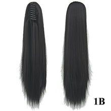 Carregar imagem no visualizador da galeria, Soowee Synthetic Black To Burgundy Straight Ombre Hair Extension Claw Hairpiece Ponytail Pony Tail Aplique De Cabelo