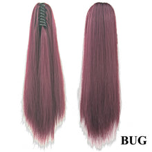 Carregar imagem no visualizador da galeria, Soowee Synthetic Black To Burgundy Straight Ombre Hair Extension Claw Hairpiece Ponytail Pony Tail Aplique De Cabelo
