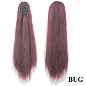 Soowee Synthetic Black To Burgundy Straight Ombre Hair Extension Claw Hairpiece Ponytail Pony Tail Aplique De Cabelo
